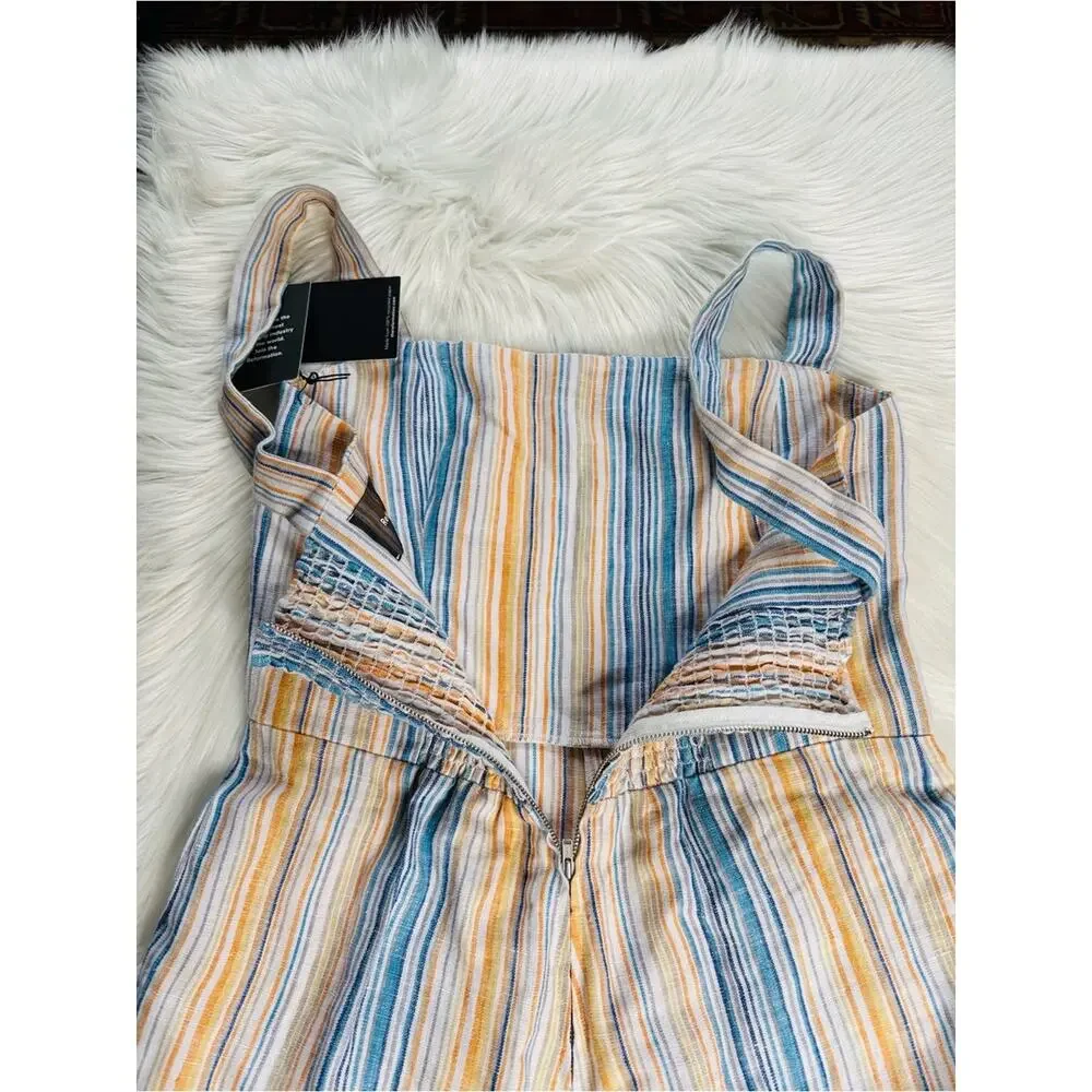 Reformation Island Linen Marbella Striped Romper